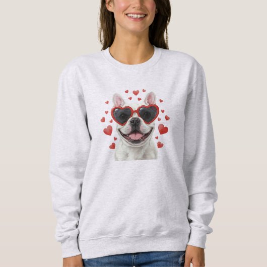 French Bulldog Valentine Dog Portrait Illustration Trui (Voorkant)