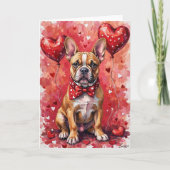 French Bulldog Valentine’s Day Dog with Hearts Red Kaart (Voorkant)
