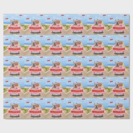 French Bulldog Valentine's Day Truck Cadeaupapier (Vlak)