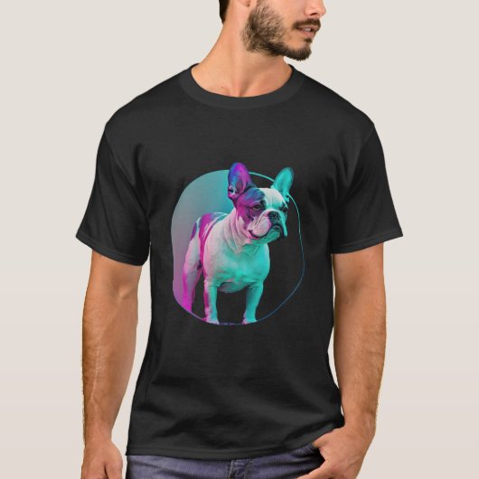 French Bulldog Vaporwave Retrowave Aesthetic T-shirt (Voorkant)