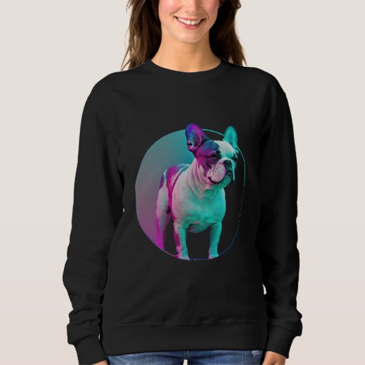 French Bulldog Vaporwave Retrowave Aesthetic Trui (Voorkant)