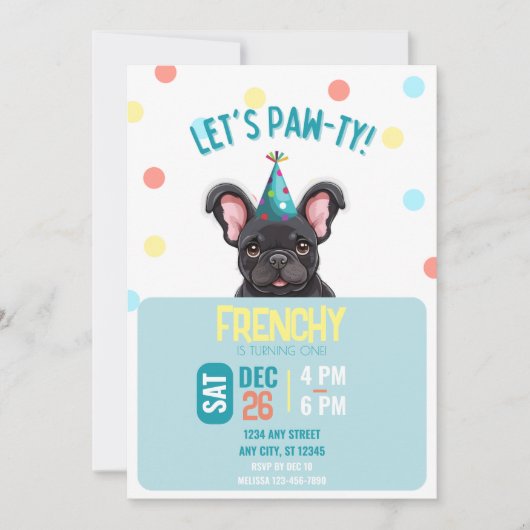 French Bulldog Verjaardag uitnodiging (Voorkant)
