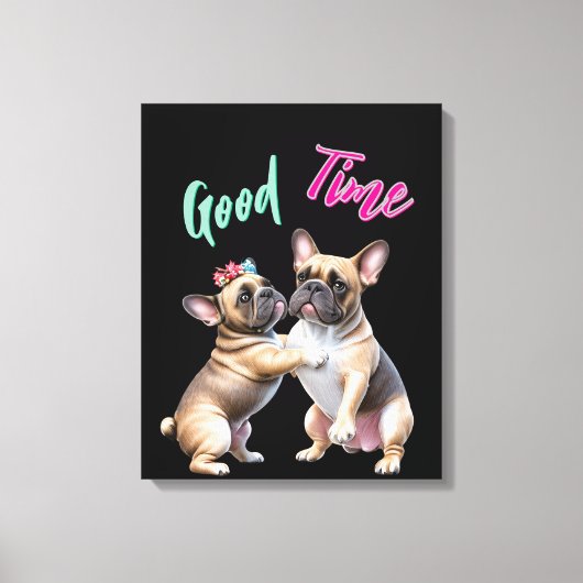 French Bulldog verliebt Valentinstag Canvas Afdruk (Voorkant)