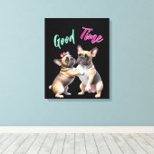 French Bulldog verliebt Valentinstag Canvas Afdruk (Insitu (Houten vloer))