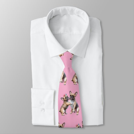 French Bulldog verliebt Valentinstag Stropdas (Gebonden)