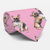 French Bulldog verliebt Valentinstag Stropdas (Opgerold)