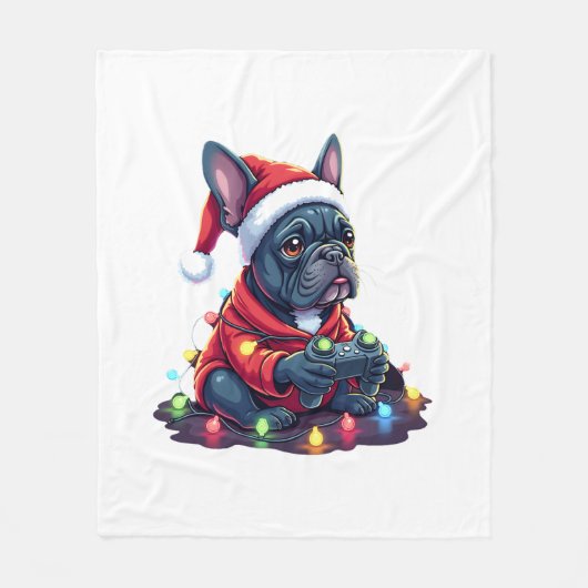 French Bulldog Video Game Controller Light Snow Sa Fleece Deken (Voorkant)