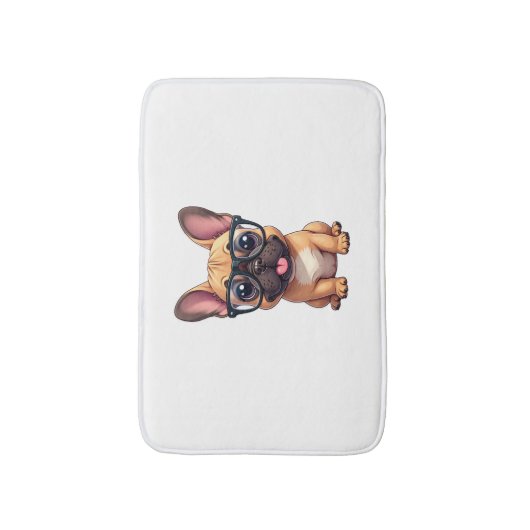 French Bulldog Wearing Glasses Badmat (Voorkant Verticaal)