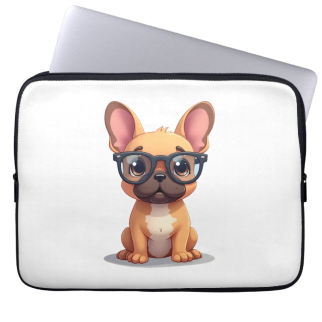 French Bulldog Wearing Glasses Copy Laptop Sleeve (Voorkant)
