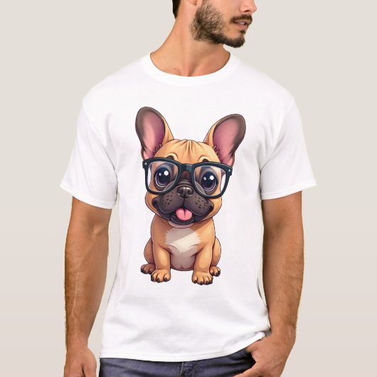 French Bulldog Wearing Glasses T-shirt (Voorkant)