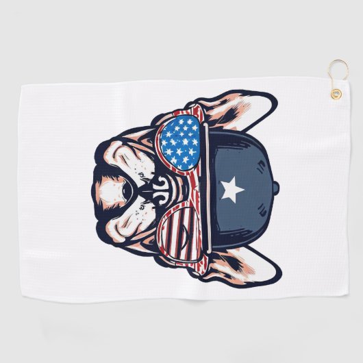 French Bulldog Weekend Party 4 juli Golfhanddoek (Horizontaal)