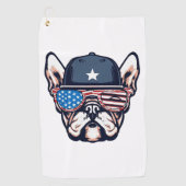 French Bulldog Weekend Party 4 juli Golfhanddoek (Voorkant)