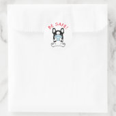 FRENCH BULLDOG WEES VEILIG Ronde Sticker (Tas)