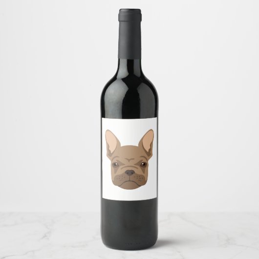 French Bulldog Wijn Etiket (Voorkant)