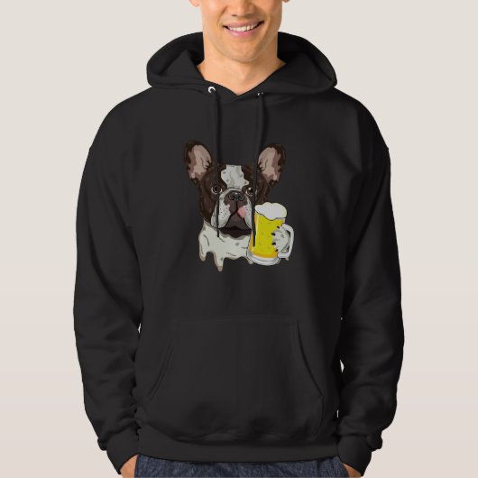French Bulldog with Beer Hoodie (Voorkant)