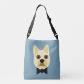 French Bulldog with bowtie blue Crossbody Tas (Achterkant)
