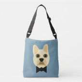 French Bulldog with bowtie blue Crossbody Tas (Voorkant)
