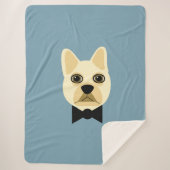 French Bulldog with bowtie blue Sherpa Deken (Voorkant)