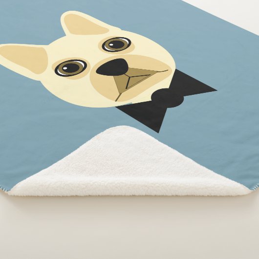 French Bulldog with bowtie blue Sherpa Deken (3/4)
