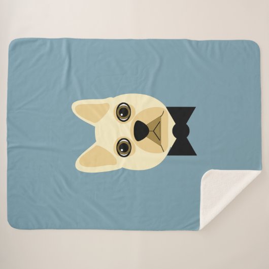 French Bulldog with bowtie blue Sherpa Deken (Voorkant (horizontaal))