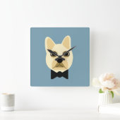 French Bulldog with bowtie blue Vierkante Klok (Huis)