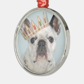 French Bulldog with Crown Metalen Ornament (Links)