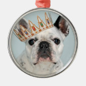 French Bulldog with Crown Metalen Ornament (Voorkant)