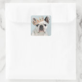 French Bulldog with Crown Vierkante Sticker (Tas)
