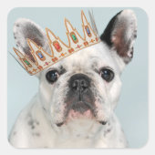 French Bulldog with Crown Vierkante Sticker (Voorkant)