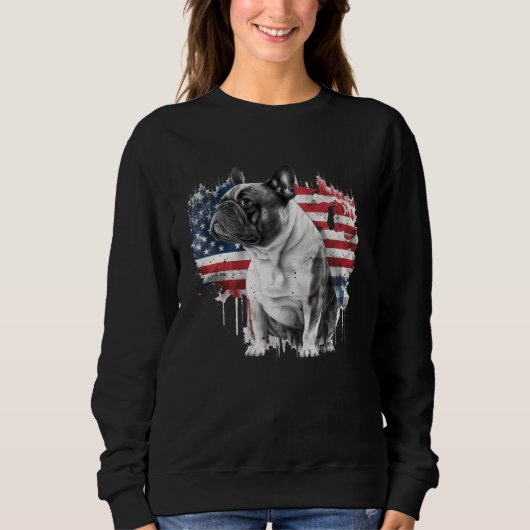 French Bulldog with the American Flag 1 Trui (Voorkant)