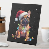 French Bulldog Xmas Lighting Santa French Bulldog Reclamebord Met Voetstuk (Insitu)