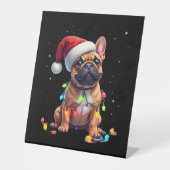 French Bulldog Xmas Lighting Santa French Bulldog  Reclamebord Met Voetstuk (Voorkant)