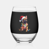 French Bulldog Xmas Lighting Santa French Bulldog  Wijnglas Zonder Voet (Voorkant)