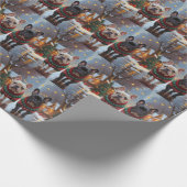 French Bulldogs Christmas Snow Holiday Cadeaupapier (Hoek)