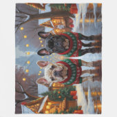 French Bulldogs Christmas Snow Holiday Fleece Deken (Voorkant)