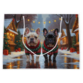 French Bulldogs Christmas Snow Holiday Groot Cadeauzakje (Voorkant)
