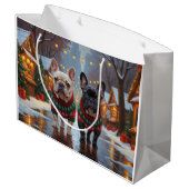 French Bulldogs Christmas Snow Holiday Groot Cadeauzakje (Achterkant Gekanteld)