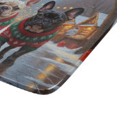 French Bulldogs Christmas Snow Holiday Snijplank (Hoek)