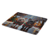 French Bulldogs Christmas Snow Holiday Snijplank (Hoek)