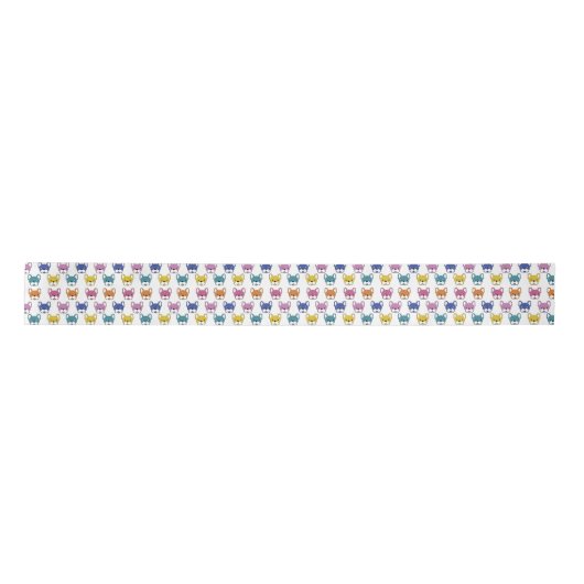 French Bulldogs Fun Animated Multicoloured Ribbon Satijnen Lint (Voorkant)