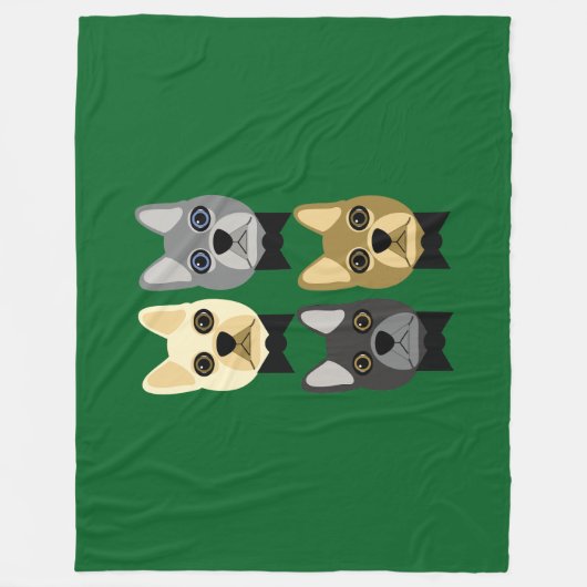 French Bulldogs Green Fleece Deken (Voorkant)
