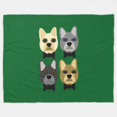 French Bulldogs Green Fleece Deken (Voorkant (Horizontaal))