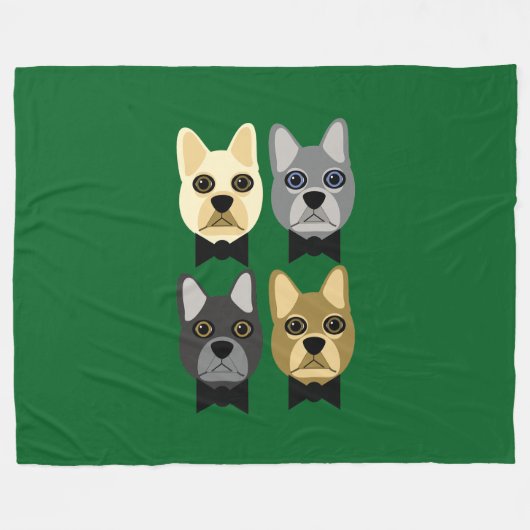 French Bulldogs Green Fleece Deken (Voorkant (Horizontaal))