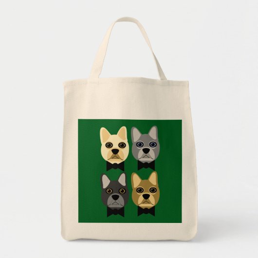 French Bulldogs Green Tote Bag (Voorkant)
