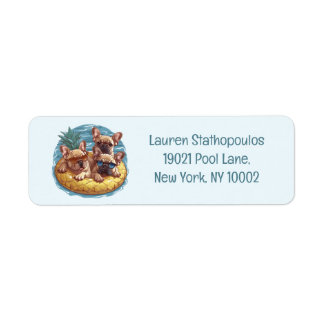 French Bulldogs Summer Pineapple Pool Float Etiket
