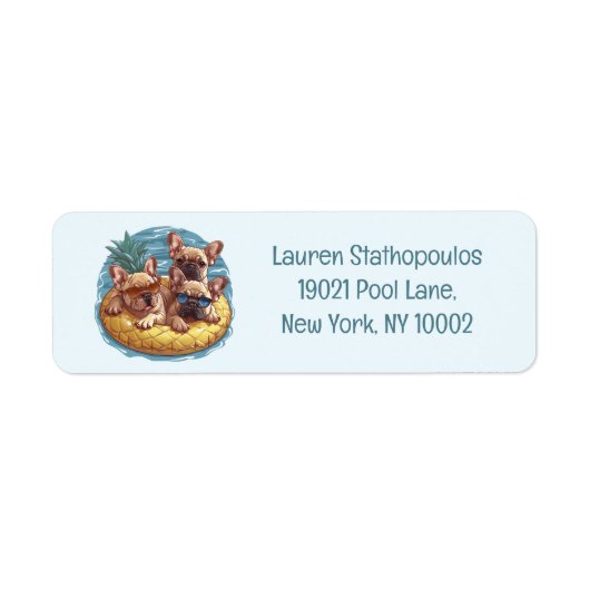 French Bulldogs Summer Pineapple Pool Float Etiket (Voorkant)