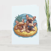 French Bulldogs Summer Pineapple Pool Float Kaart (Voorkant)