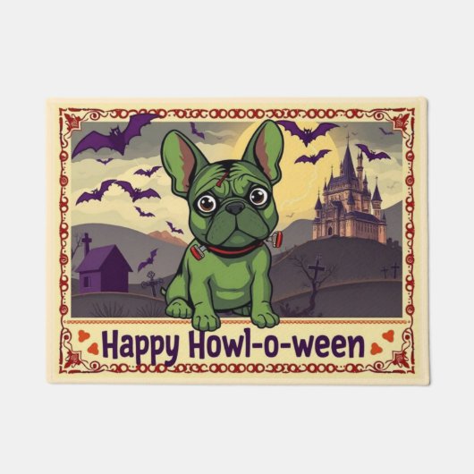 French Bulldogstein Happy Howl-o-ween Deurmat (Voorkant)