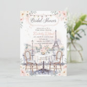 French Cafe Paris Theme Eiffel Tower Bridal Shower Kaart (Staand voorkant)