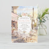 French Cafe Paris Theme Eiffel Tower Bridal Shower Kaart (Staand voorkant)
